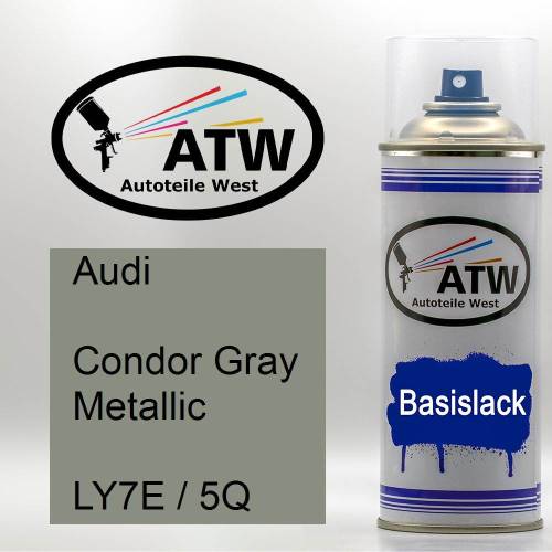 Audi, Condor Gray Metallic, LY7E / 5Q: 400ml Sprühdose, von ATW Autoteile West.